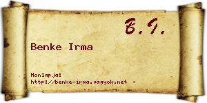 Benke Irma névjegykártya
